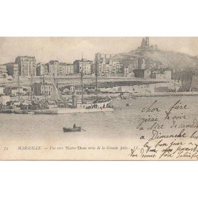 Marseille - Vue vers Notre-Dame prise de la grande jetée 1900